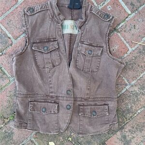 Mixit Brown Utility Vest with Flap Pockets
